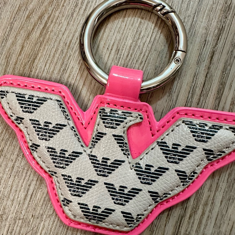 Emporio Armani key chain leather pink patent